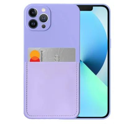 Obrázek produktu pro Silikonové pouzdro Smartphonica pro iPhone 13 Pro Max s držákem na karty a měkkým vnitřkem - fialové