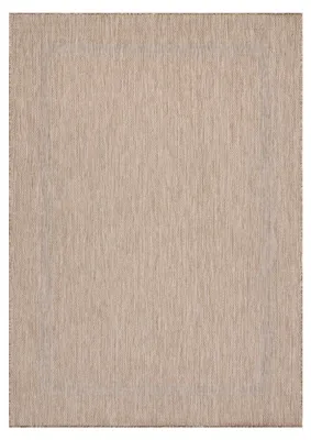 Image de Teppium Tapis Extérieur 60x100 cm Beige Design Bordure Tissage Plat Résistant aux Intempéries Lavable pour Balcon Cuisine Entrée