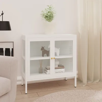 Produktbild von vidaXL Sideboard Weiß 70x35x70 cm Stahl und Glas