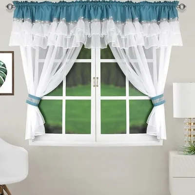 Produktbild von Fasttrade Wunderschöner Voile-Vorhang BxH 400x150 mit Zirkonen und blauen Einsätzen