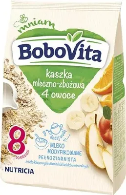 Zdjęcie produktu dla BoboVita Kaszka mleczno-zbożowa 4 owoce po 8 miesiącu 230 g