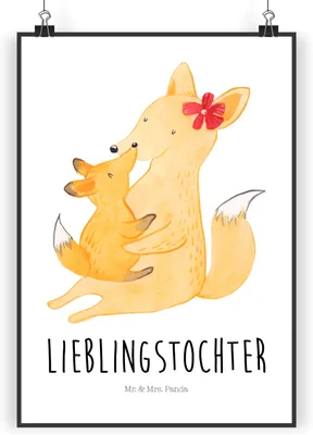 Produktbild von Mr. & Mrs. Panda Bild Fuchs Mama DIN A4 - Weiß - Geschenk, Schoß, Tochter, Wandbild, Muttertag, drucke, Kunstdruck, Plakat, Wanddekoration, Mutter