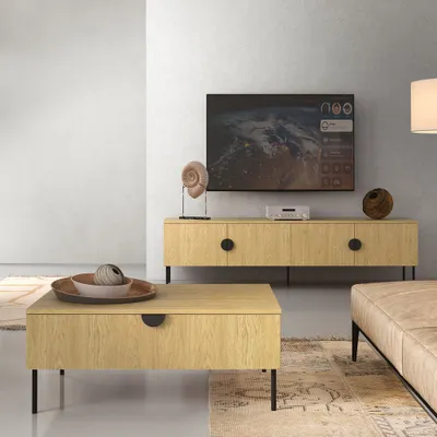 Produktbild von Wohnzimmer Möbel Set Eiche MOLONG-166 2-teilig Lowboard mit Couchtisch