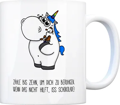 Produktbild von Honeycorns Kaffeebecher mit Einhorn Motiv und Spruch: Zähle bis zehn, um…