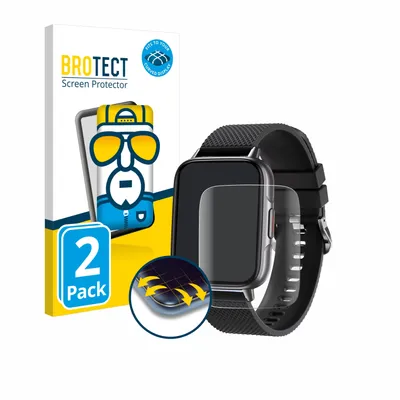 Produktbild von 2x BROTECT Fullscreen Schutzfolie für Tisoutec Smartwatch 1.7" Displayschutz Folie Fullcover Klar Transparent