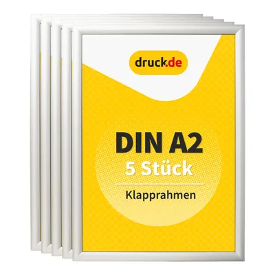 Produktbild von Klapprahmen DIN A2 - 5 Stück - für Plakate, Hinweisschilder, Werbung - Aluminiumrahmen mit 2,5 cm Profil - geeignet für Wandmontage