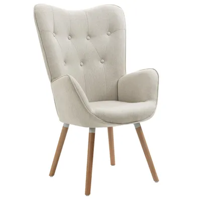 Image de Meubles Cosy : fauteuil de style scandinave avec accoudoirs rembourrés beiges – KAS