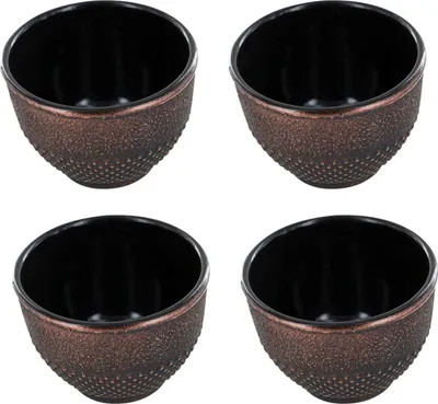 Produktbild von 4 Becher aus schwarzem und bronzefarbenem Gusseisen 0,15 L