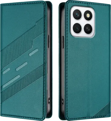 Image de Etui pour Honor X8C, étui portefeuille en cuirPolyuréthaneavec fente pour cartes et fonction stand Grün
