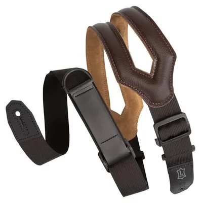 Produktbild von Levys Leathers MRHSS-DBR 3" Ergo Gitarrengurt aus Bekleidungsleder Dunkelbraun