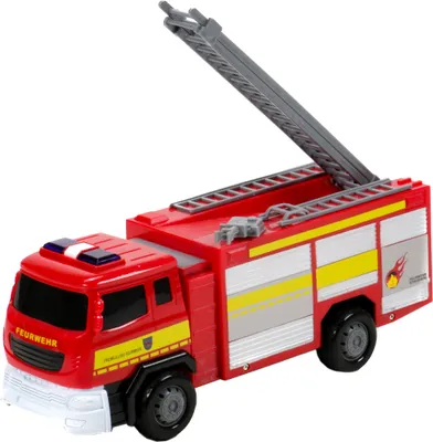 Produktbild von Spielzeug-Feuerwehrauto, Löschfahrzeug mit Friktionsantrieb für Kinder von Gear Box, Licht und Ton-Funktionen, Auszieh-Leiter, Kunststoff
