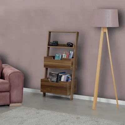 Obrázok produktu pre Skye Decor, kvalitná knižná polica, orechové drevo, 59 x 120 x 35 cm | 100% melamínová drevovláknitá doska, hrúbka: 18 mm | Moderný dizajn pre štýlové obytné a pracovné priestory.