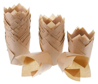 Produktbild von 200 Stück Tulpenförmchen für Cupcakes, natürliches Backpapier, fettdicht, für Hochzeit, Geburtstag, Party, Babyparty (Natur)