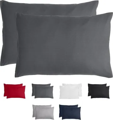 Produktbild von Famanu Kissenbezüge 50x70 cm anthrazit Set 2, gebürstete Mikrofaser 90g/m² superweich, Kissenhülle für Bett