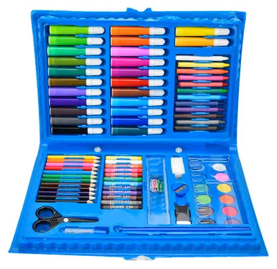 Produktbild von 86-teiliges Set mit Aquarellstiften, Buntstiften und Malutensilien inklusive Geschenkbox