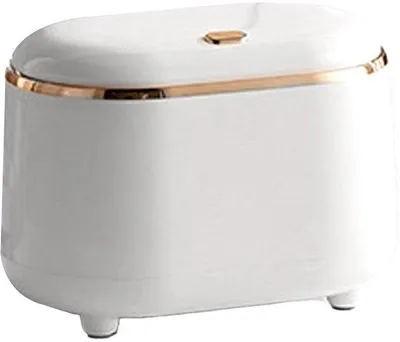 Image de Mini-poubelle à couvercle à pression pour salle de bains, poubelle de table en plastique