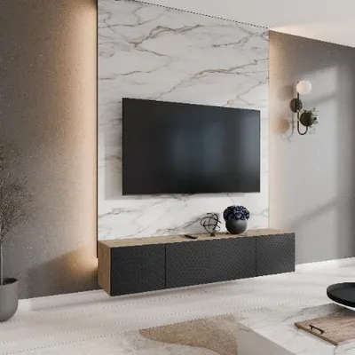 Produktbild von Margaret Hadas24 TV-Schrank Nicole Fernsehschrank TV-Lowboard 200 cm Hängend modernes Design Wohnzimmer Wandmontage, TV Möbel artisan, schwarz