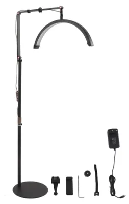 Obrázek produktu pro Stojanová lampa do kosmetického salonu, LED lampa na řasy ve tvaru půlměsíce, 3 barevné teploty, 10 úrovní jasu, 100–240 V, zástrčka EU
