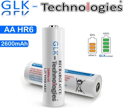 Produktbild von GLK-Technologies  4x Akku AA Mignon 2600  NiMH - Wiederaufladbare Batterien Akkus aufladbar