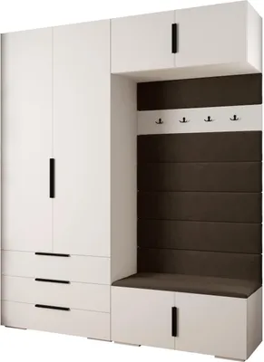 Produktbild von MEBLE KRYSPOL Inova 1 Möbelset Garderobe, 236,7x200x47cm - Weiß, Manila 04, Schwarz