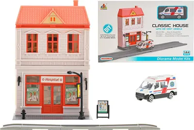 Obrázek produktu pro Nemocnice skládací s ambulancí 7cm kov na volný chod v krabičce