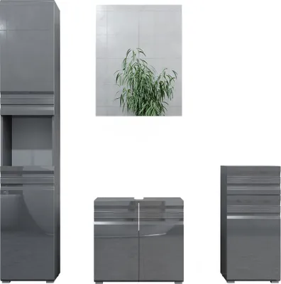 Produktbild von Badmöbel-Set Vicco Fredd Anthrazit Hochglanz 4 Teile, Model 30010