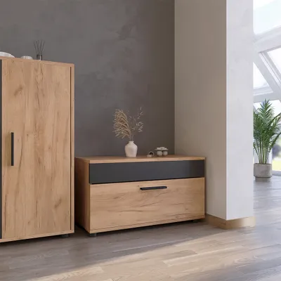 Produktbild von Vicco Wohnzimmerschrank Berno, 70.8 x 38.9 cm mit Klapptür, Goldkraft Eiche/Anthrazit