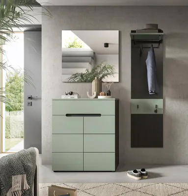 Produktbild von Garderoben-Set >Canu< in Basalt Grau / Smoke Green - 140x190x37cm (BxHxT)