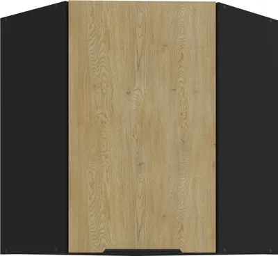 Produktbild von Küchen Eckhängeschrank 60x60 cm CREMONA Eiche hell + Schwarz matt Küche Küchenzeile Küchenblock Einbauküche