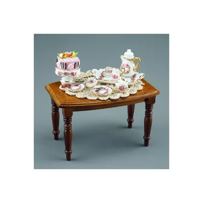 Immagine prodotto di Tavolino in stile Biedermeier "Kaffeestunde", miniatura in scala 1:12, decorazione con rose