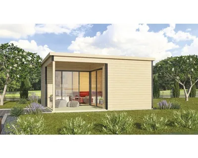 Produktbild von Gartenhaus OUTDOOR LIFE Domeo 6 Loggia inkl. Fußboden 519,6 x 519,6 cm natur