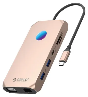 Produktbild von Orico XCR 12-in-1 RGB USB-C Dockingstation mit 3x USB-A 3.1, 1x USB-A 2.0, 1x USB-C PD 100W, 1x USB-C 3.1