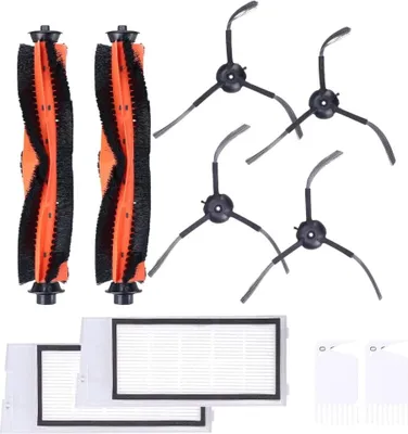 Produktbild von Sillar Ersatzteile Set für Xiaomi Saugroboter Zubehör für Roidmi Eve Plus Staubsauger Roboter | Paket mit 2x Hauptbürsten, 2x Hepa Filter, Seitenbürst