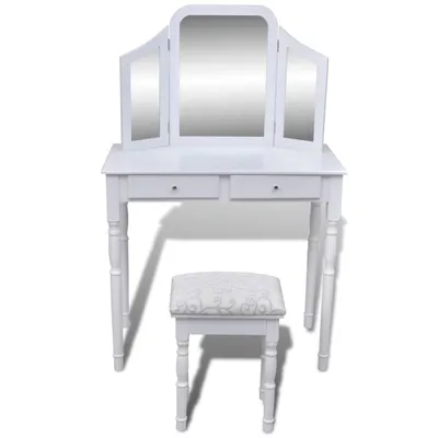 Immagine prodotto di Toletta 3-in-1 con Specchio Sgabello e 2 Cassetti Bianca
