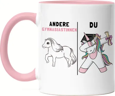 Produktbild von Andere Gymnasiastinnen Du Tasse Rosa Pferd Einhorn Geschenkidee Lustig Gymnasium 5. Klasse