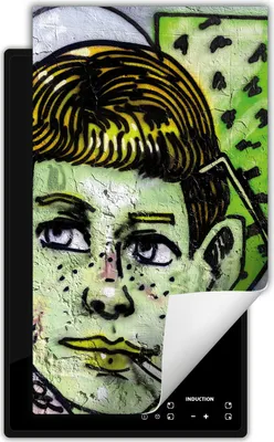Produktbild von DarHaus Herdabdeckplatte 1 teilig 30x52 cm Anti Rutsch Matte Aufrollbar, Bild - Graffiti