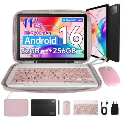 Produktbild von Tablet 11 Zoll, Android 16, 32(3+29)GB + 256 GB + 1 TB erweiterbar,  2-in-1 mit tastatur, stift, maus und tasche