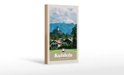 Produktbild von Holzschild Reise 12x18 cm Kufstein Österreich Wälder Berge Natur