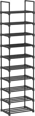 Produktbild von Schuhregal mit 10 Ebenen, offener Schuhschrank hoch, Schuhst?nder schmal, Schuhaufbewahrung, aus Metall, platzsparend, fš¹r Ankleidezimmer, Flur, 30 x 42 x 174 cm, schwarz