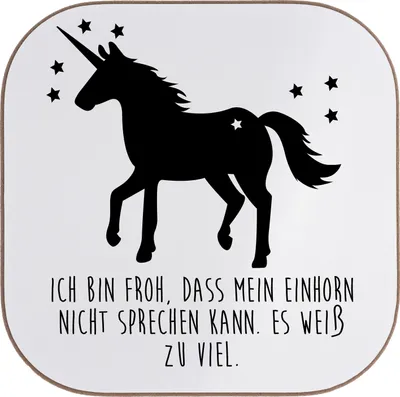 Produktbild von Mr. & Mrs. Panda Untersetzer Glas Ich bin froh, dass... - Weiß - Geschenk, Pferd, Holzuntersetzer, Horn, Gläser, Tassenuntersetzer, gläseruntersetzer, Zaubern, Einhorn