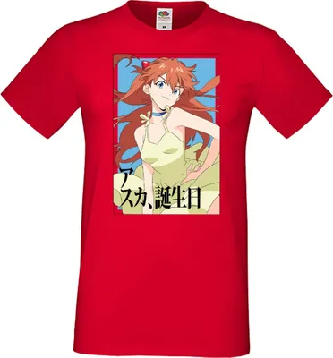Zdjęcie produktu dla Męska Koszulka Anime Manga Neon Anime Genesis Manga Evangelion Asuka Langley Soryu 03 Asuka Langley, Man M / Czarny