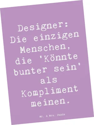 Produktbild von Mr. & Mrs. Panda Postkarte Spruch Designer Kompliment - Lavendeltraum - Geschenk, Mode, personalisierte Geschenke, mit Herz, Berufsliebe, Farben, Webdesign, Beruf