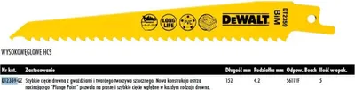 Image de DEWALT Saebelsaegeblatt BIM Holz 152mm 6TPI