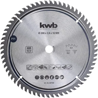 Obrázok produktu pre kwb 587168 Karbidový pílový kotúč 200 x 16 mm 1 ks