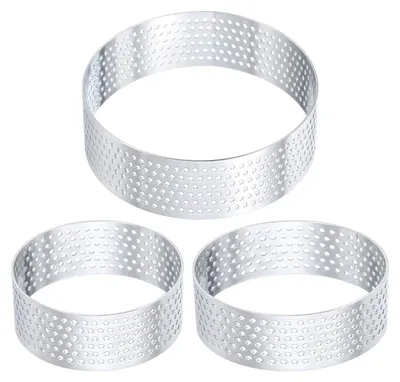 Tortentinge aus Edelstahl, 6/7/8 cm, perforiert, antihaft