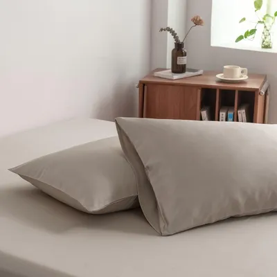 Imagen del producto de Fundas de cojín de bambú, 40x80 cm, color taupe suave – Juego de 2 | Boomba Bamboo®