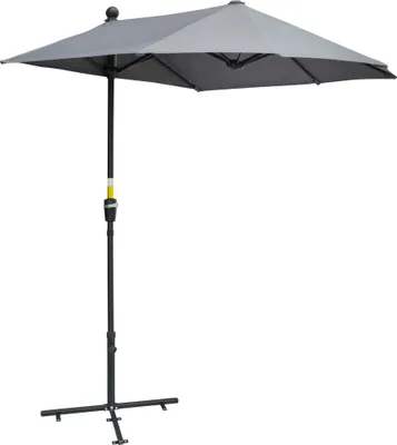 Produktbild von Outsunny 2 x 2 m Sonnenschirm Halbrundschirm Balkonschirm mit Halterung wasserabweisend für Garten Terrassen Höfe 100% Polyester Dunkelgrau