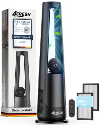 Immagine prodotto di Ventilatore a torre 4Fresh con filtro HEPA H13, 12 velocità, timer da 12 ore, 40 W - Nero