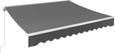 Image de Parasol en aluminium pour balcon - en forme de U - rétractable - en forme de tente -manuelle - 250 x 200 cm - gris
