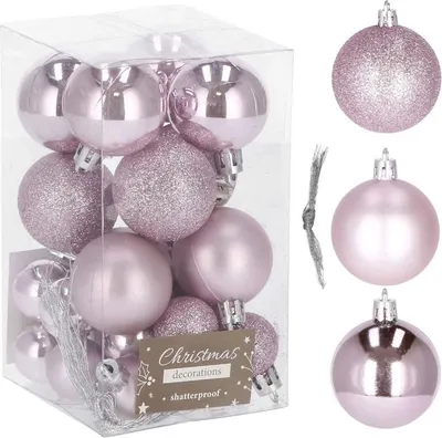Immagine prodotto di Palline natalizie rosa miste - 2,5/4 cm, set da 25 pezzi
